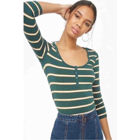 Green Henley top - Picture 2 of 2